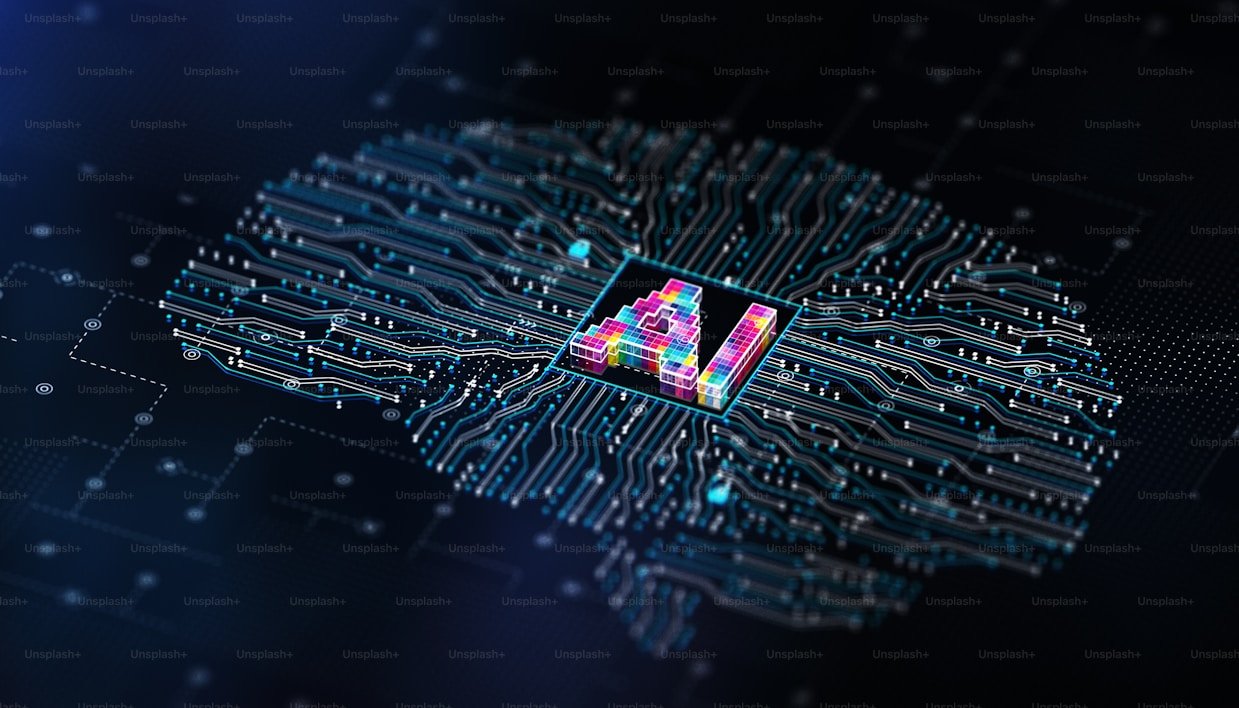 Detalhe de um microchip em uma placa de circuito